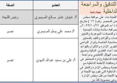 لجنة التدقيق والمراجعة الداخلية